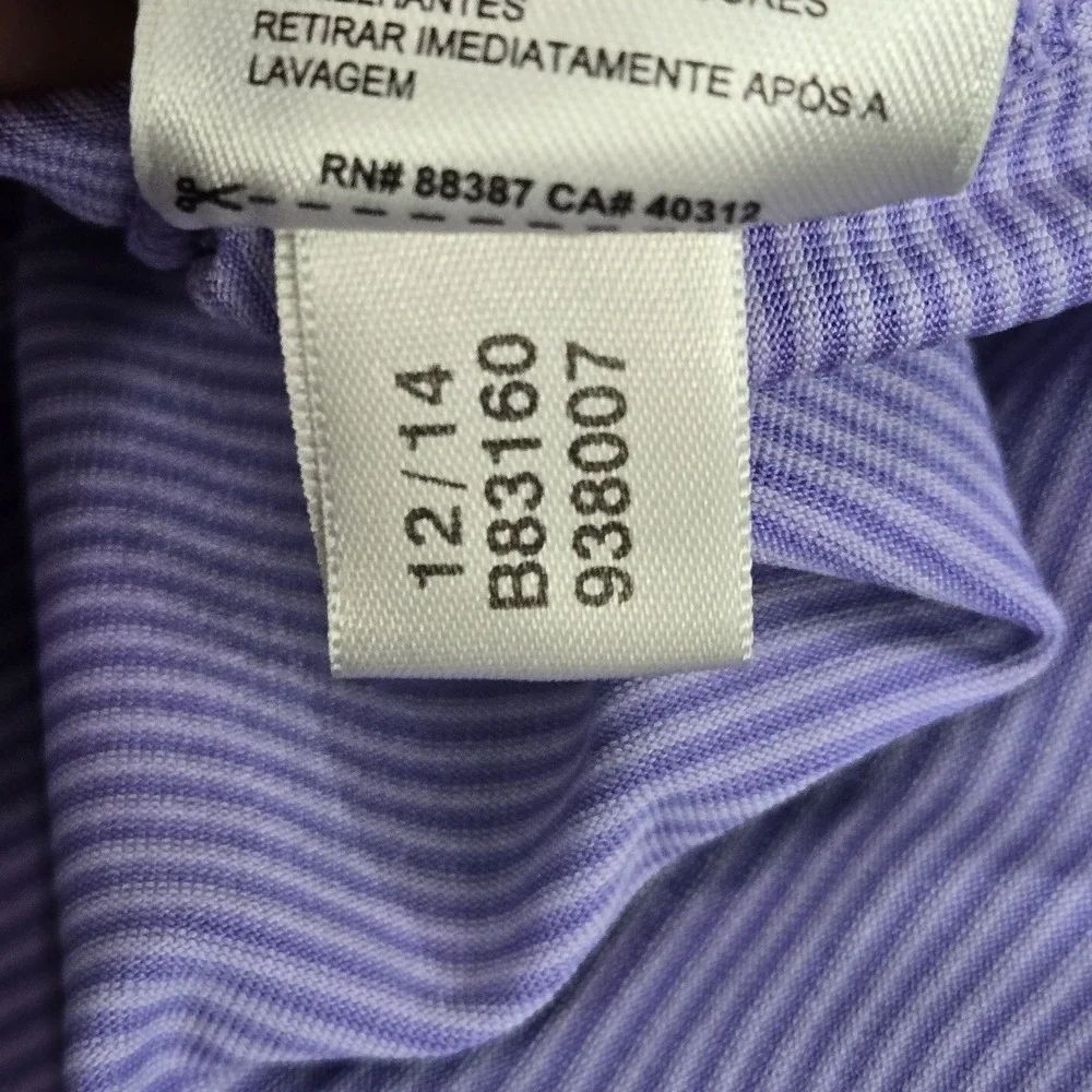 Adidas Men Polo 2XL Purple Golf Striped Button Logo Short Sleeve‎